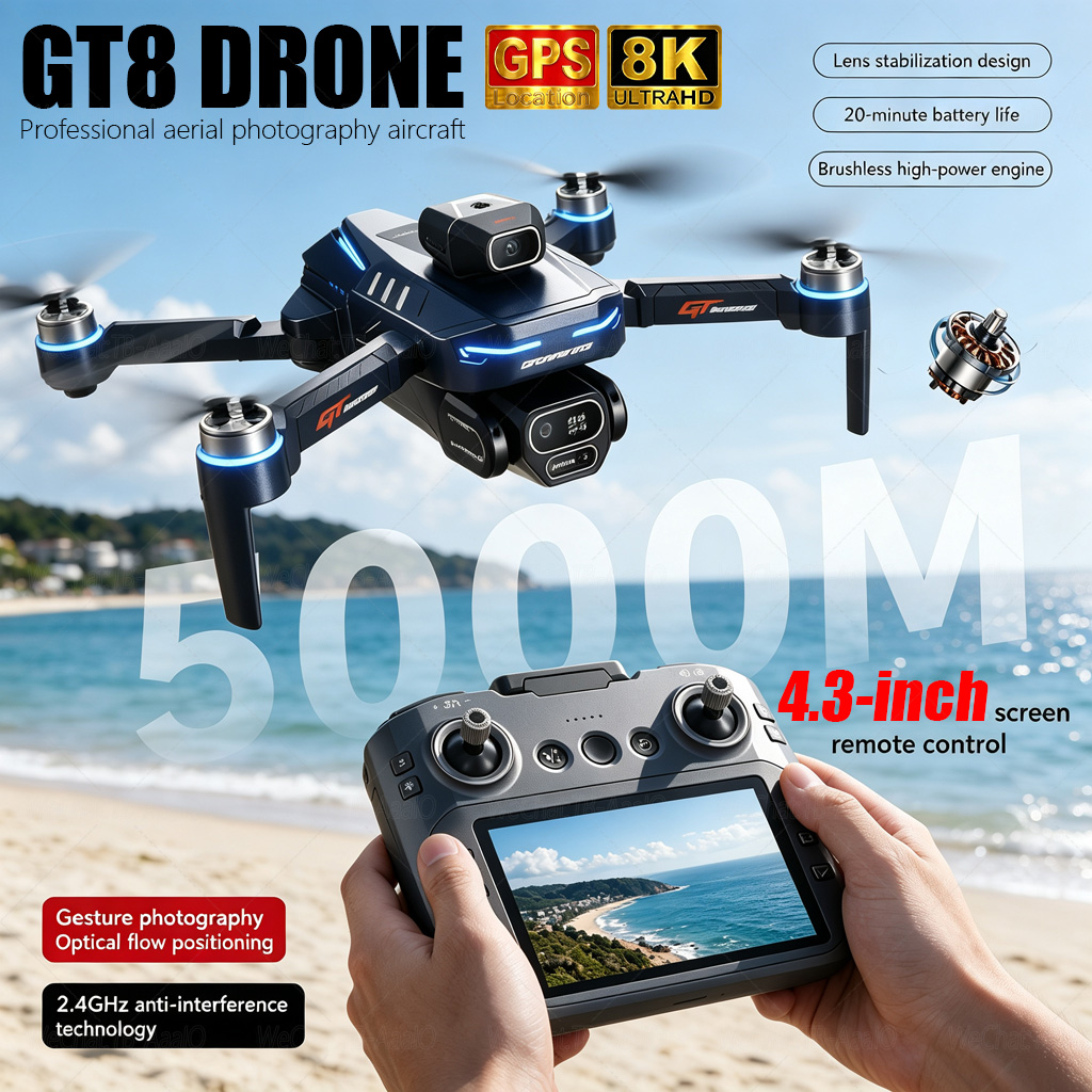 NEW GT8 HD RC Drone 4K Profess - Drone Rc Foldable review and price